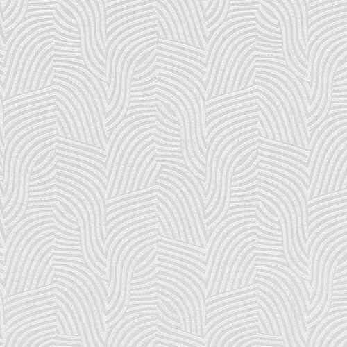 Profhome Papier peint motif rayé 781534-GU papier peint intissé (TNT) blanc gris-clair-nacré blanc-crème 0,53 m x 10,05 m / 5,33 m2