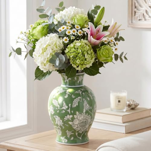 Ceramic Flower Vases Vintage Home Decor, Classic, Sage Green, Large