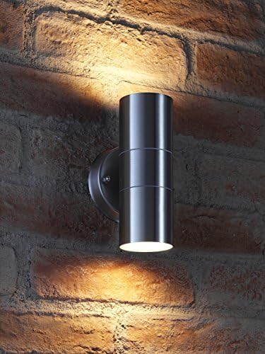 Auraglow Stainless Steel Indoor/Outdoor Double Up & Down Wall Light - Warm White LED Bulbs Included - Matte Black Finish