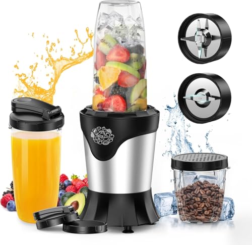 Portable 1100W Blender for Smoothies and Shakes with Travel Cups and Coffee Grinder