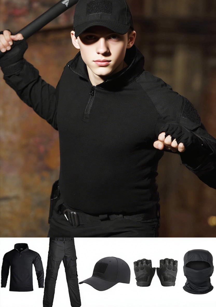 Tactical Uniform,Combat Pants and Shirt,Cap Balaclava Gloves Set,Camo Camouflage Suits, Men's Military Airsoft Gear - Image 3