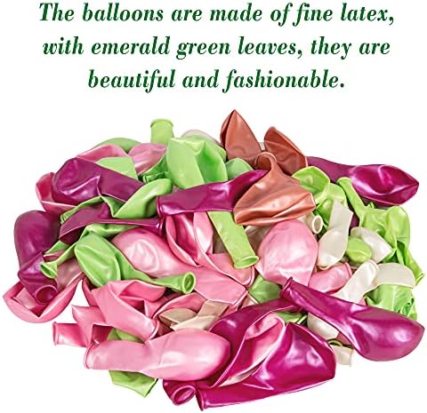 117Pcs Tropical Balloons Arch Garland Kit, Hot Pink Green Rose Gold Confetti Balloons Palm Leaves & 5Tools for Tropical Hawaii Aloha Luau Flamingo Theme Birthday Party Baby Shower Wedding Decorations