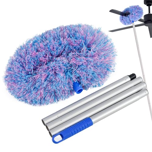 Plumero limpiador de ventilador de techo | Cepillo de limpieza para ventilador de techo | Herramienta de limpieza de ventilador de techo alto, plumero de microfibra reutilizable para limpiar