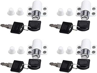 Fangyid 4PCS Sliding Window Lock Security with Key for Sliding Door, Child Security Locks Home Security Childproof Door Lock