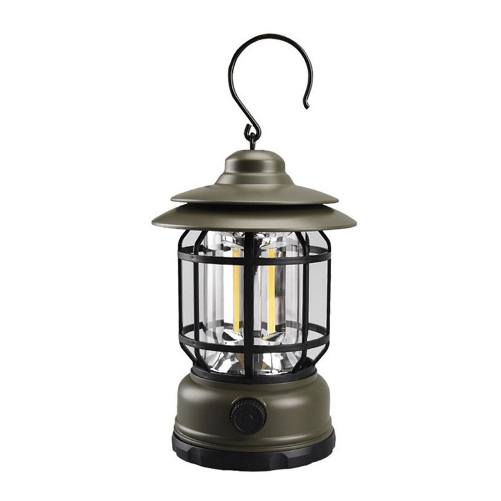 Rechargeable Camping Lantern, Portable Camping Light, Retro LED Battery Lanterns with Rotating Dimmers, Waterproof Emergency Tent Lights for Hiking, Fishing, Power Cuts, Outdoor (Green)