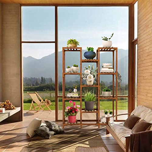Bopuroy Plant Stand Indoor Outdoor - 11 Tier Large Wood Plants Shelf Holder Flower Stands - Corner Vertical Shelves Organizer For Garden Patio Lawn Balcony Living Room #TOP7