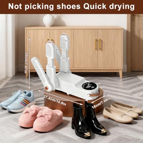 Schuhtrockner Elektrisch – Schuhwärmer & Stiefeltrockner mit 360° Heißluft, 90-Min-Timer & Faltbar, ideal für Fußballschuhe und Boxhandschuhe