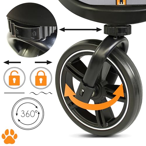 Miniatura 6 de My Duque Cooper Carrito Para Perros Y Mascotas Hasta 32 Kg Con Cesta De Almacenamiento Para Compras, Fácil De Plegar, 3 Alturas, Asas De Tacto Suave, Reflectante Y Moderno Diseño Gris