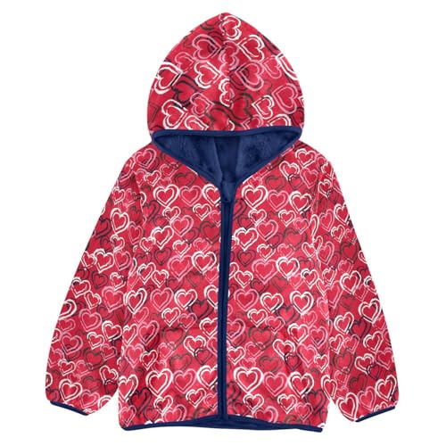 Valentine's Day Hearts Girls Fleece Jacket Girls Fall Jacket Girls Zip Up Hoodie Girls Sherpa Jacket 2-10T