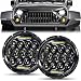 LED Headlight for Jeep Wrangler AAIWA 7" 75W Round LED Headlamp with Daytime Running Light DRL High Low Beam for Jeep Wrangler JK TJ LJ Harley Motorcycle with H4 H13 Adapter,2PCS,2 Years Warranty