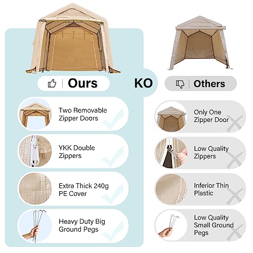 Advance Outdoor 8807BY-3 10X15 Ft Garage Shelter Steel Metal Peak Roof Anti-Snow Portable Storage Shed Carports thumb #5