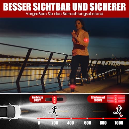 ertlutw LED Sicherheitslicht, 2 Rote LED Blinklicht Schulranzen USB Aufladbar für Kinder Schulranzen Hunde Bergsteiger Nachtläufer Leuchtanhänger mit Batterien Clip Dauerlicht