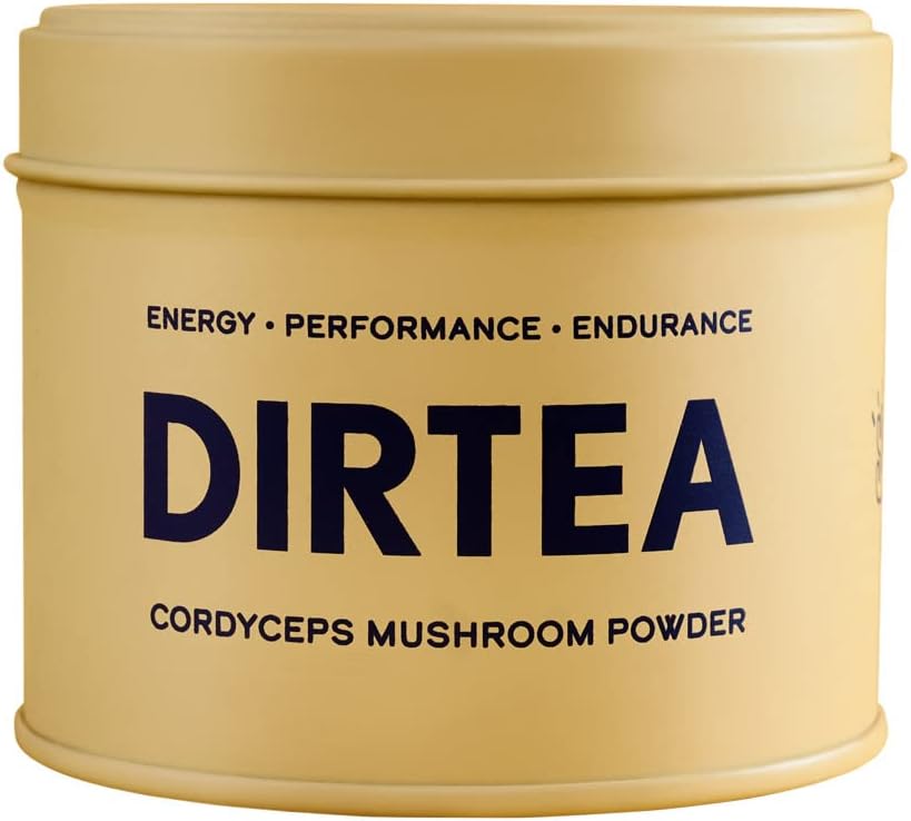 Dirtea Cordyceps Mushroom Powder for Energy, Performance & Endurance, 1 Tin of Mushroom Powder, 60g, Containing 30 Servings