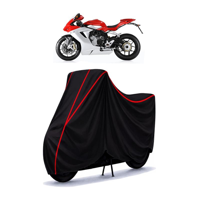 Image of MV Agusta Water Resistant Bike Cover for All Motorcycles & Rain | Heavy Duty Taffeta Fabric | UV Protection, Dustproof, Scratchproof | All Weather Two Wheeler Body Cover with Elastic Bottom