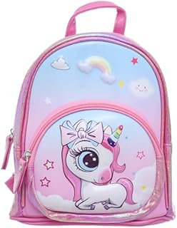 MM 79 Faux Leather Kids Glittry Backpack With Cute Unicorn Design, Comfy Adjustable Straps And Durable Lightweight Design - Multi Color