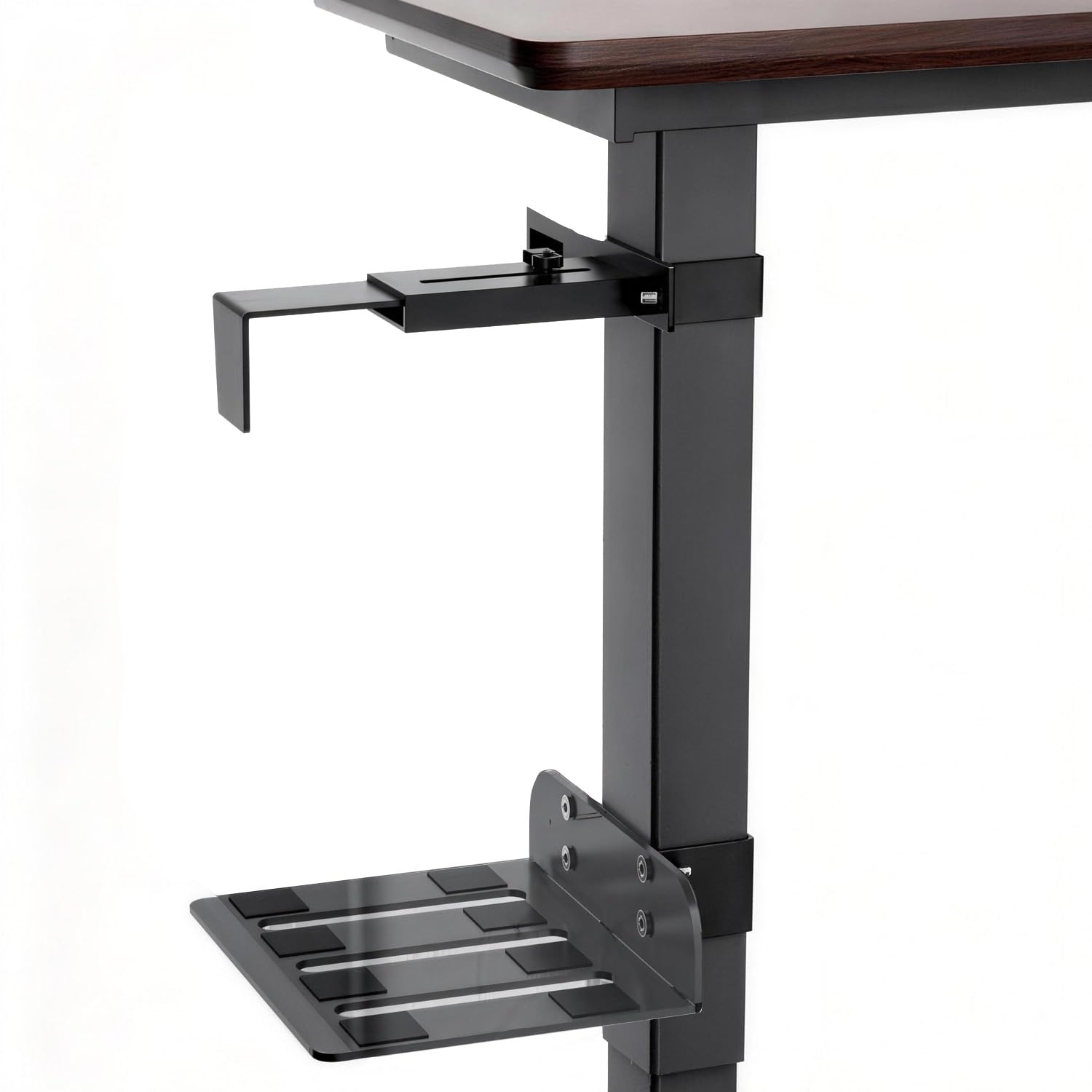 Supporto PC Sotto Scrivania,Capacità di Carico di 35 KG,Non è Necessaria Alcuna Foratura,Supporto PC Fisso,(Applicabile Solo a Gambe Del Tavolo da 65 mm × 45 mm),Con Tappetino Antiscivolo, Nero