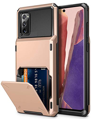 Vofolen for Galaxy Note 20 Case 5G Wallet 4-Card Flip Cover Credit Card Holder ID Slot Back Hidden Pocket Dual Layer Protective Hybrid Hard Shell TPU Bumper Armor for Samsung Note 20 6.7 Rose Gold