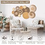 Laquedecraft Set 12 Boho Wicker Rattan Plate Basket Set For Décor Hanging Wall | Large Woven Farmhouse Rustic Bohemian Art Baket Hangings For Decorative Home, Bedroom, Living Room, Kitchen, Bathroom (Classic, 12) - Image 5