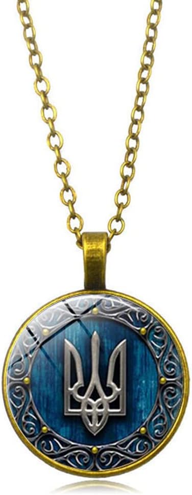 Tryzub Ukrainian Trident Pendant Necklace for Women Men,Ukraine Flag Symbol Logo Necklace,Spiritual Jewelry Necklace 18'' Chain+2'' Extender (Box Packaging)