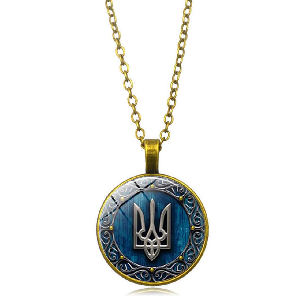 Tryzub Ukrainian Trident Pendant Necklace for Women Men,Ukraine