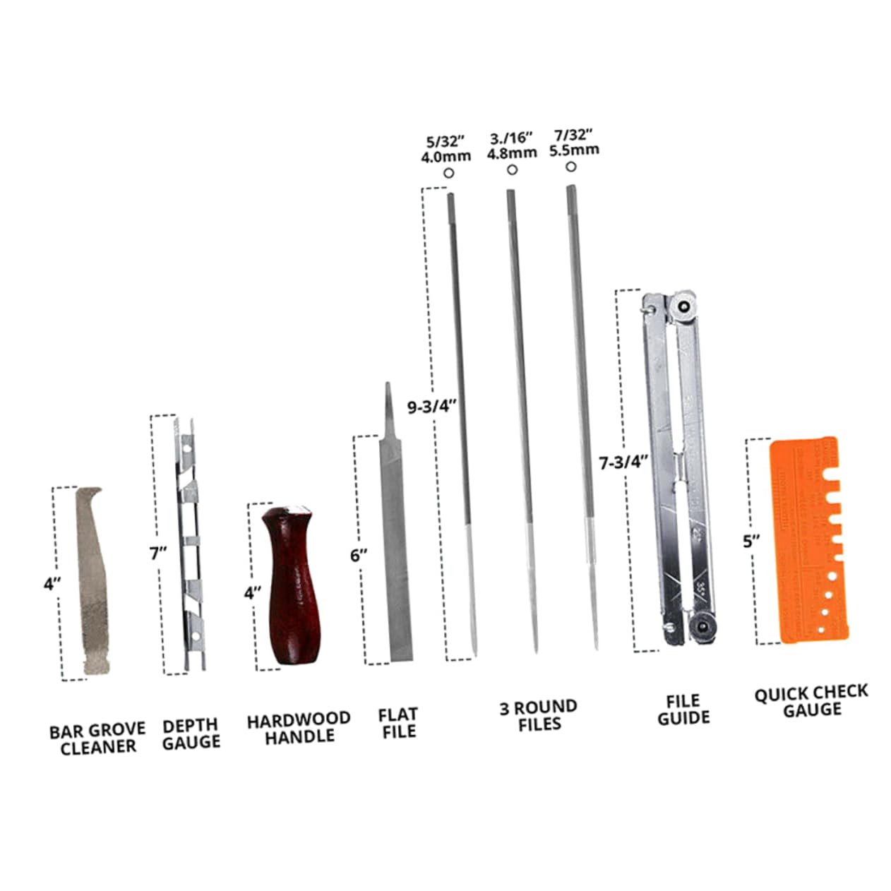 Kit Di Affilatura Per Lima Per Motosega 10 Pezzi Lima Durevole in Metallo Kit Di Affilatura Per Catene Strumento Portatile