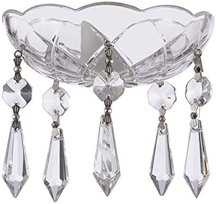 1 Piece - Clear 4-Inch, 5 Side Holes Asfour 30% Lead Crystal Bobeches for Chandelier with 5 U-Drops 38mm Silver Bowtie