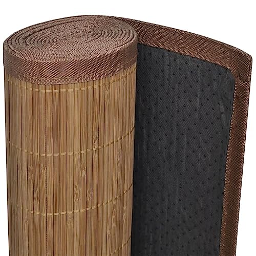 Tapis bambou pour salle à manger marron chaud et naturel