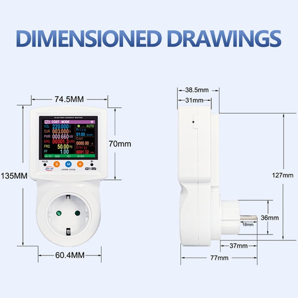 Tuya Prise de Courant Intelligente 230V APP Télécommande WIFI Wattmètre Compteur De Courant Alternatif Consommation d'Électricité Prise EU Compteur d'Énergie