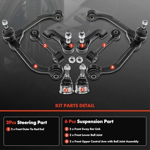 A-Premium Set of 8, Front Upper Control Arm, Sway Bar Link, Lower Ball Joint, Outer Tie Rod End, Compatible with Jeep Liberty 2005 2006 2007 by A-premium - Image 3