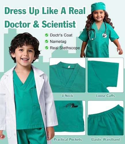 Disfraz de Doctor para Niños con Estetoscopio Real miniatura 3
