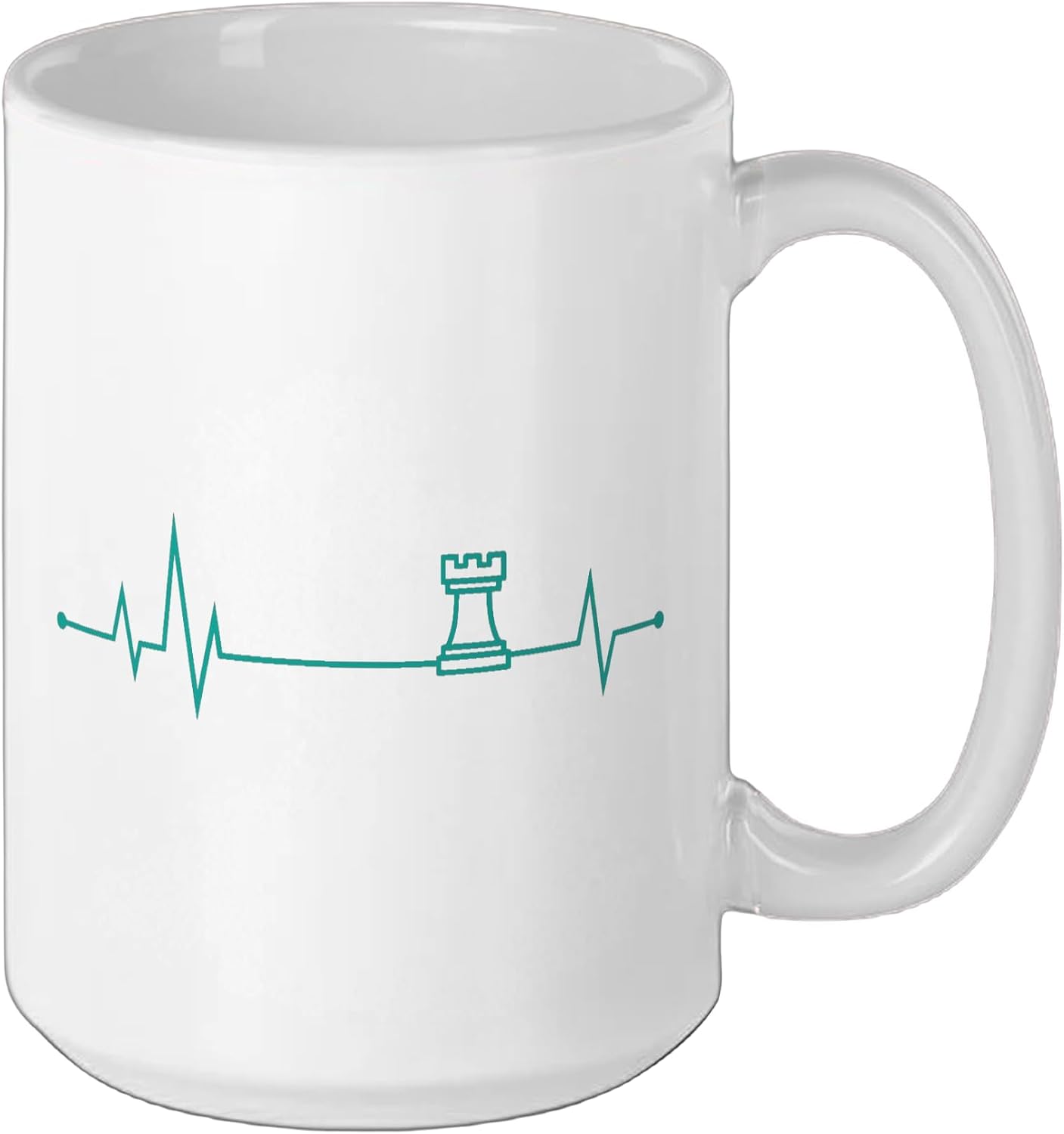 Heartbeat Chess Rook Puzzle Board Game Ceramic Mug, White, 15oz image 2
