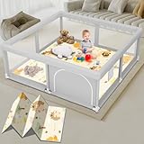 Picture of Baby Playpen with Mat, 50 x 50 inch, PlayPen for Babies and Toddlers, Play Yards Indoor & Outdoor, Sturdy Safety Play Pen with Soft Breathable Mesh, Baby Fence