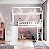 Biadnbz twin size loft bed with stair and slideplayhouse loftbed with two drawers for kidsteensbedroomwhite  urban country home decor