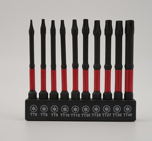 AXIVERSE Security Torx Bit Set for Impact Driver, 1/4" Hex Shank Magnetic Tamper Resistant Drill Star Bits for Impact Drivers and Power Drills, with Storage Box Torx Bits (27, 1+2 in)
