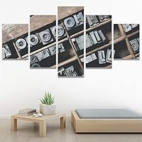 SIGNWIN 5 Panel Canvas Wall Art Modern Art Abstract Closeup Industrial Modern Art Multicolor Patterns for Home Decorations Ready to Hang - 60