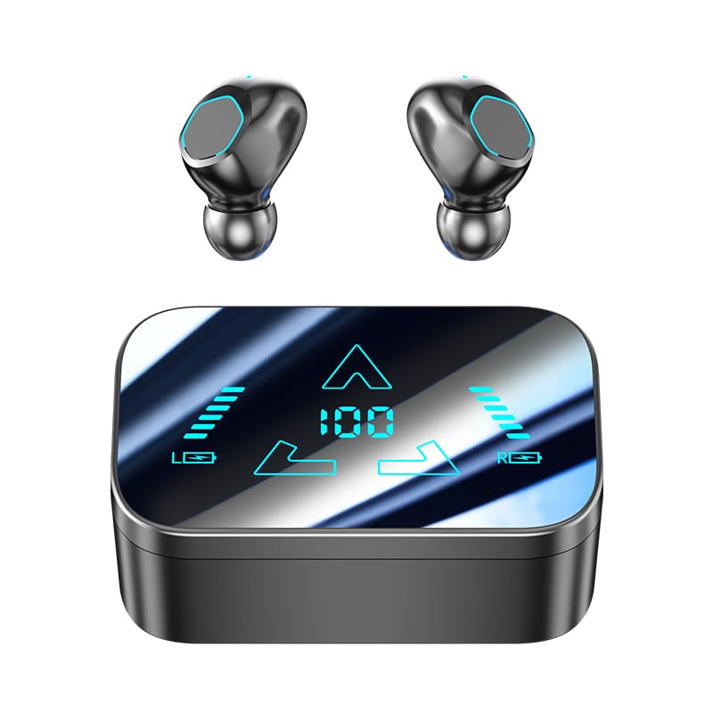 Spevert Wireless Bluetooth Earbuds in Ear Buds Light-Weight Headphones with Wireless Charging Case,Low Latency Movie Mode, Dual Connect (Black)