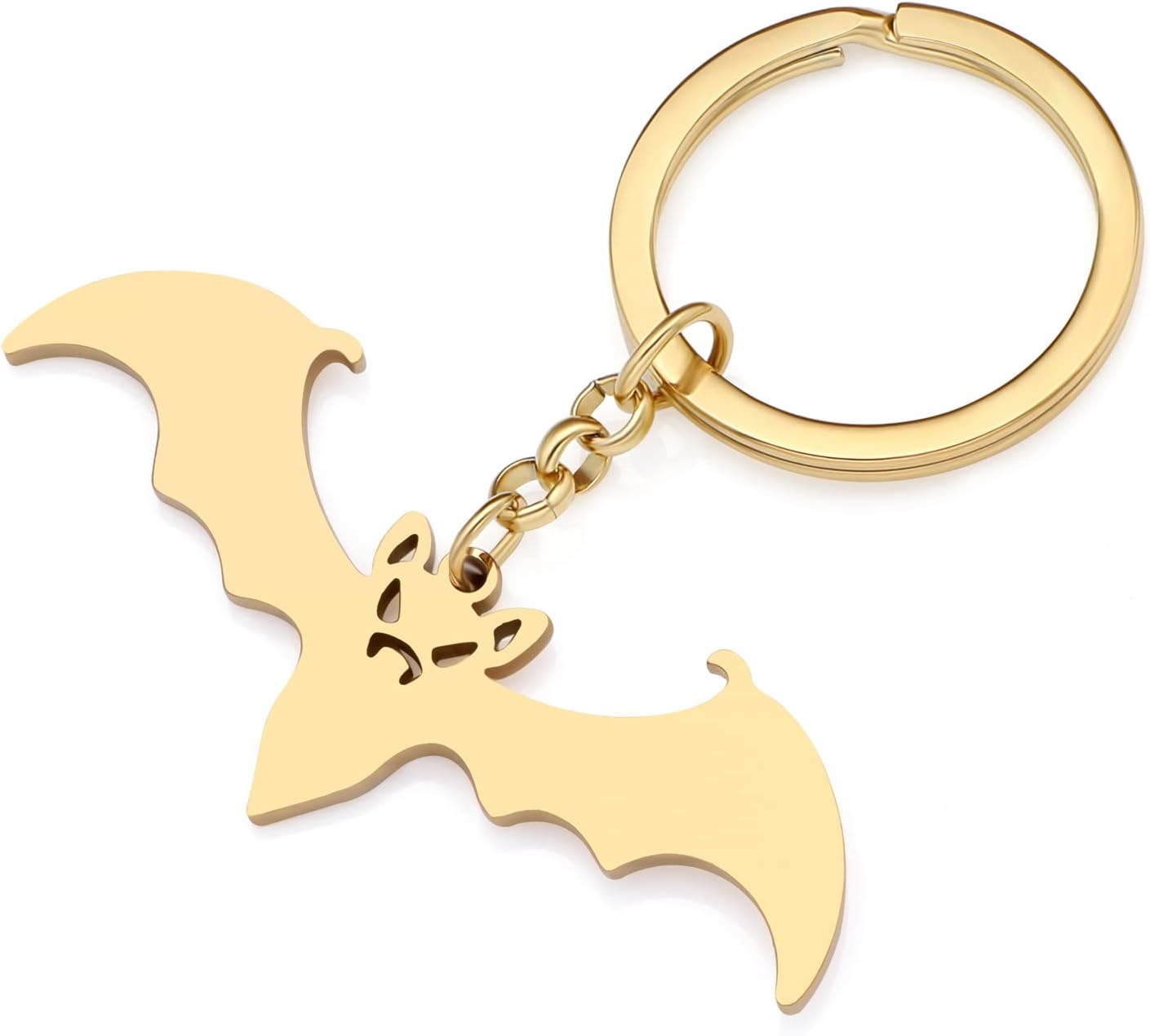 NEWEI Stainless Steel Halloween Keyring Gold Plated Festival Key Chain for Women Girls Purse Charm (Bat Gold) - Image 2