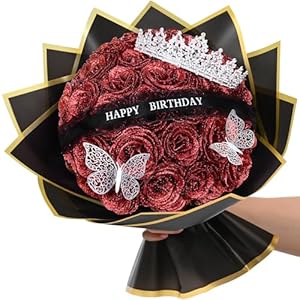 Waipfaru Glitter Roses Bouquet, Bir...