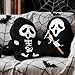 Lanpn 2 Pcs Halloween Ghost Throw Pillow, Happy Fun Cute Plush Scream Ghostface Pillow Decorative Soft Plush Cushion for Gift Party Home Sofa Couch Bed Indoor Halloween Decor (Black, 13 x 16 inch)