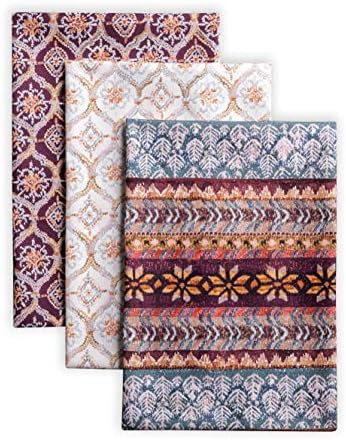 Maison d' Hermine Fair Isle 100% Cotton Set of 3 Multi-Purpose Kitchen Towel Soft Absorbent Dish Towels Tea Towels Bar Towels (20"x27.50")