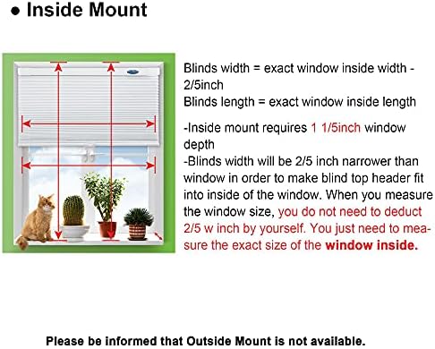 LazBlinds Cordless Cellular Shades, No Tools No Drill Blackout Honeycomb Shades Pleated Blinds for Windows, 34'' W x 48'' H, Silver White — view 6