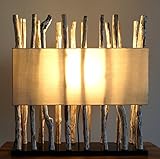 Abmessungen: 54*52*18 cm, Schöne Tischleuchte mit einem Schirm aus Baumwollstoff, dekoriert mit Treibholz-Sticks in 