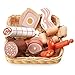 Tender Leaf Toys - Charcuterie Basket - 11 Pcs Solid Wood Cured Meats with Hand-Crafted Wicker Basket, Pretend Food Playset Supermarket Shopping Game Play Kitchen Farmer's Market Accessories - Age 3+