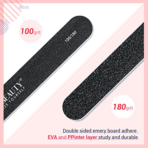 Nail Files And Buffers, Azurebeauty 12Pcs Professional Manicure Tools Kit, 6 Pcs Double Sided 100/180 Grit Nail Files & 6Pcs Rectangular Nail Buffer Block #TOP4