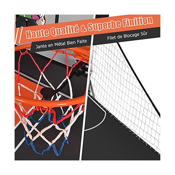 DREAMADE Jeu de Basketball Arcade Électrique avec 2 Paniers, Jeu Basket Double Intérieur et Extérieur Interactif à 8 Options des Jeux, Table Basket Pliant avec LED Score, en Acier Résistant 51GoZDApOzL. SS600