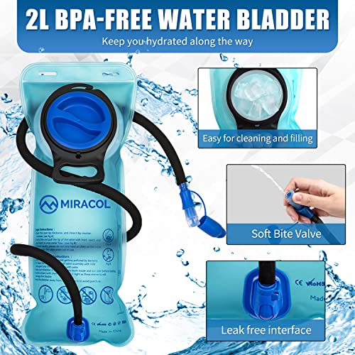 Miracol Insulated Hiking Hydration Backpack - Lightweight Water Backpack With 2L Bladder - Waterproof Hydration Pack For Hiking #TOP4