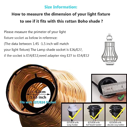 3-Pack Rattan Woven Lamp Shade,Rustic Farmhouse Lampshades,Natural Hand Crafted Lampshade Vintage Beside Light Cover Fixture For Living Room Bedroom Home Office Decor #TOP3