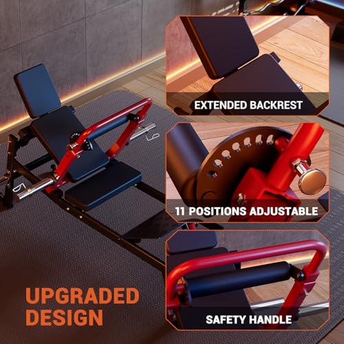 Hip Thrust Machine, 900LBS Capacity Plate-Loaded Glute Bridge Machine with Weight Holder Adjustable Footboard, Heavy Duty Butt Exercise Equipment for Glute Muscles Building and Butt Shaping