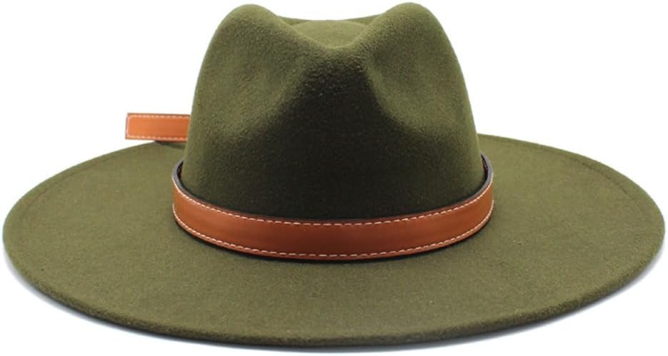 Classic Wool Fedora Hat, Beige with Brown Leather Band, Wide Brim Western Style, Vintage Casual Wear
