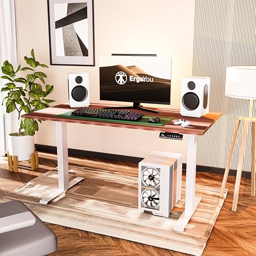 Image of ErgoYou - Electric Height Adjustable Standing Table - Dual Motor 3 Stage - 125 Kg Max Weight Capacity - E15 Series - Ergonomic Sit Stand Computer Desk (Walnut, 47 x 23.5 inches)